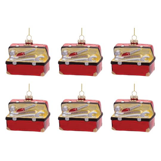 Melrose 3.5" Glass Toolbox Ornaments, 6ct.